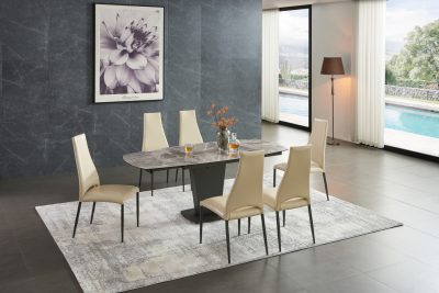 2417 Marble Table Grey with 3405 Chairs Cream
