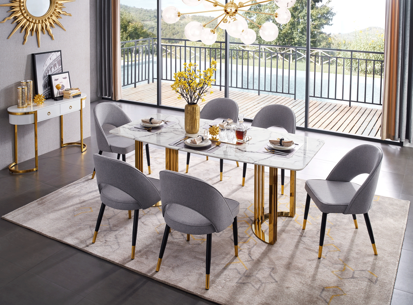 Dining Room Furniture Classic Dining Room Sets 131 Gold Marble Dining